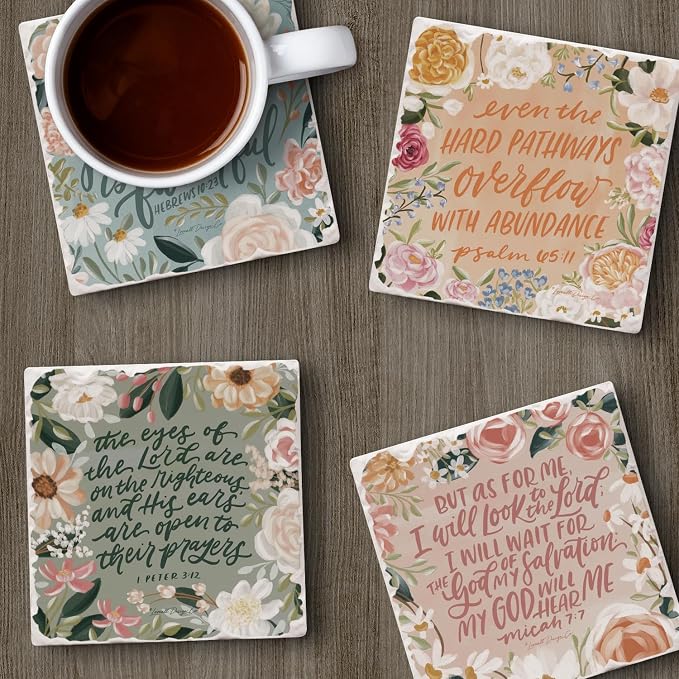 Thirstystone Lovely Scriptures 4 Pack Assorted Tumbled Tile Stone Coasters | 4" - Image 6