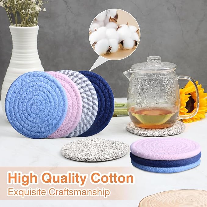 4.8" Sakura Pink Cotton Coasters - Image 3