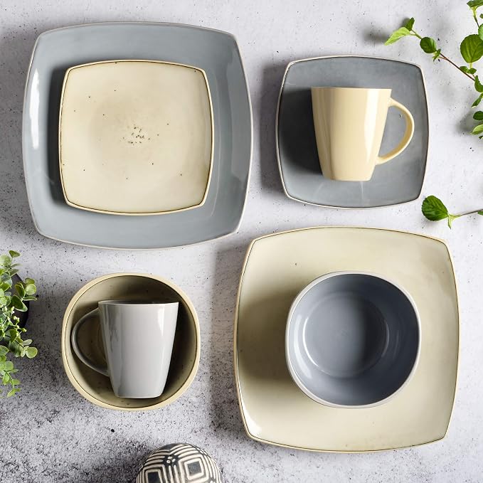 Gibson Elite Soho Lounge Square Reactive Glaze Stoneware Dinnerware Set - Image 6