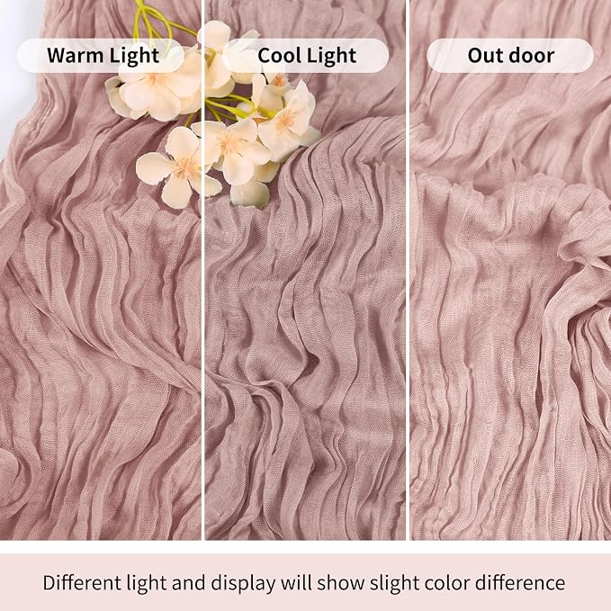 6 Pack Dusty Pink Cheesecloth Table Runner 17x108 Inch Semi Sheer Boho Gauze - Image 7
