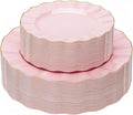 120PCS Pink Plastic Plates, Wavy Plates by QualQuot