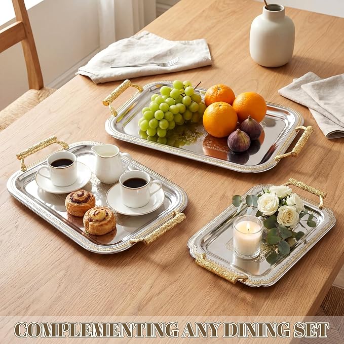 3 Pack Metal Serving Trays - Image 7