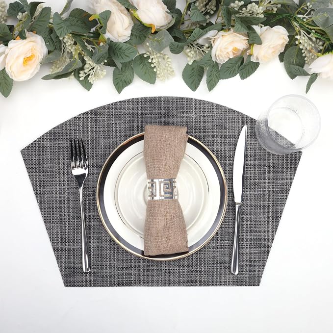 SHACOS Wedge Placemats Set of 4 Woven Vinyl Placemats - Image 3