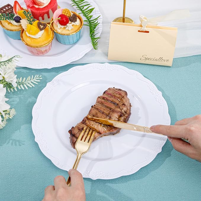 DaYammi 36PCS White Plastic Plates, Heavy Duty White Disposable Plates Premium - Image 5