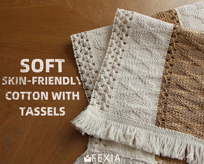 Boho Placemats Set of 4, Macrame Table Mats Farmhouse Dining Decor | 12x20" - Image 3