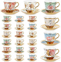 Teenyyou Set of 24 Tea Cups and Saucers Tea Party Decorations Floral Porcelain by Teenyyou