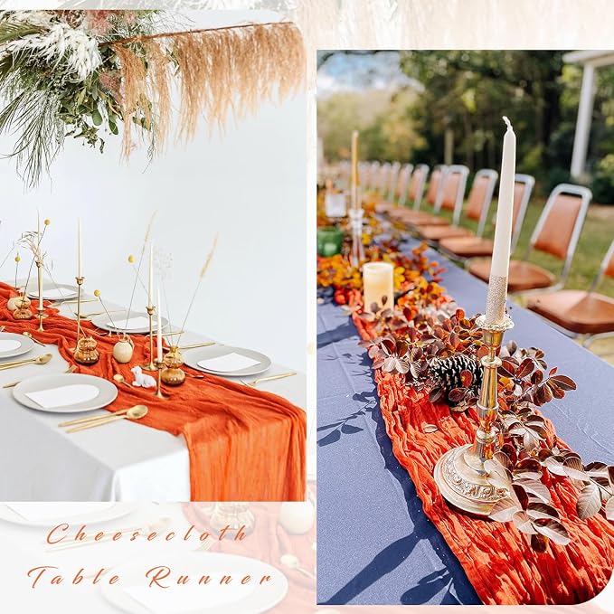 10FT Orange Cheesecloth Table Runner Boho Gauze Fabric Runner - Image 5