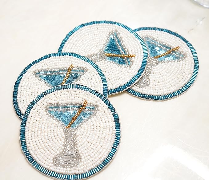 Set of 4 Beaded Farmhouse Coasters - Image 4