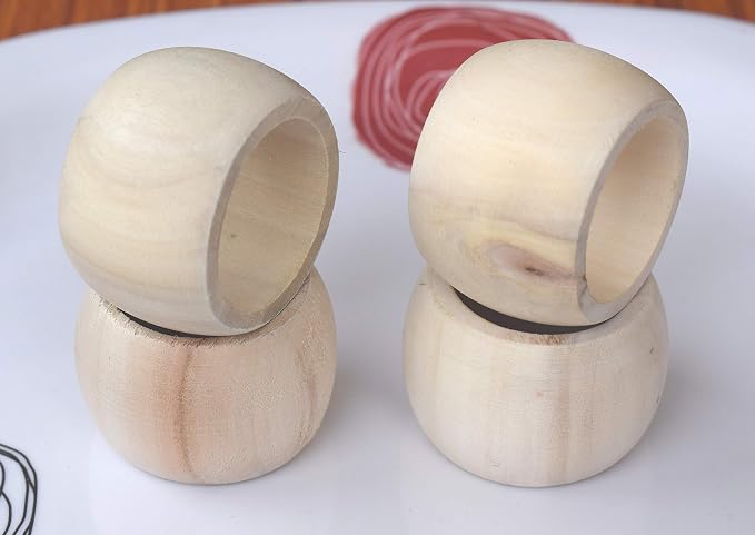 Lightnpro Wooden Napkin Ring, Napkin Rings Set of 12, Ring Napkin, Handmade - Image 4