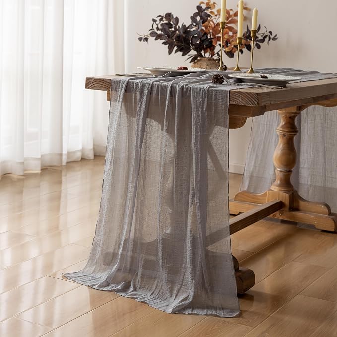 Grey Cheesecloth Table Runner 120 Inches - Image 2