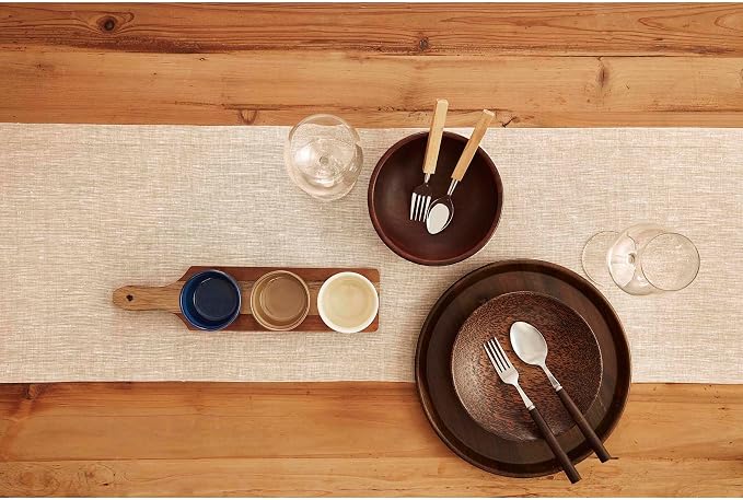 Solino Home 100% Pure Linen Table Runner Beige Long, Athena 14 x 144 in | Table - Image 3