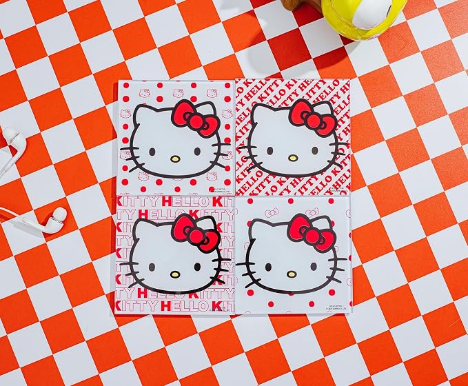 Sanrio Hello Kitty Red Bow Glass Coasters - Image 6
