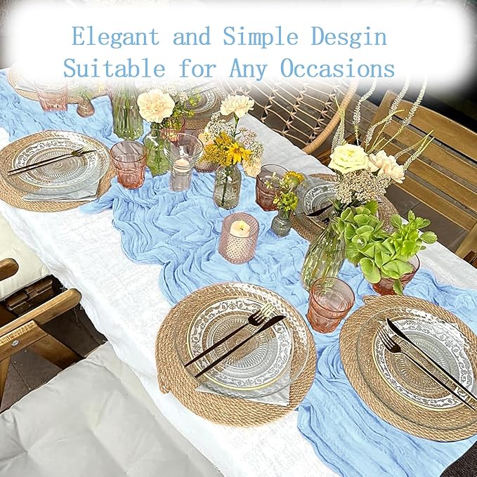8 Pack Baby Blue Cheesecloth Table Runner 20 x 120 inch Gauze Table Runners 10 - Image 5