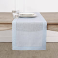 Solino Home 100% Pure Linen Table Runner Light Blue Hemstitch, 14 x 132 in | by SolinoHome