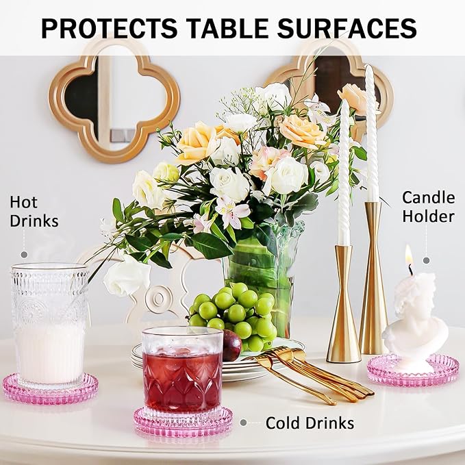 Modern Clear Glass Coasters Set of 6, Cute Coasters Table Mats - Image 3