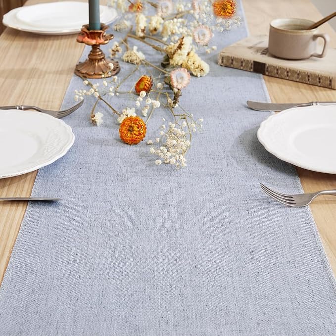 Cotton Linen Table Runner, 13x36 Inch, Machine Wash - Image 2