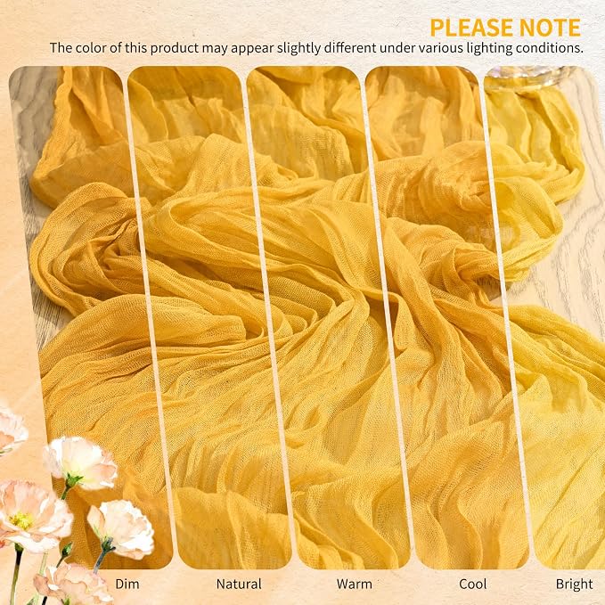 30 Pack Cheesecloth Table Runner 10FT Gold Table Runner Boho Gauze Cheese Cloth - Image 7