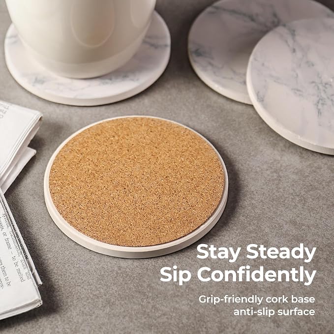 LIFVER Coasters Set of 8 for Drinks, Modern Marble Stone Coaster for Home Patio - Image 3