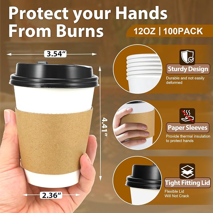 Clawsoff 500 Pack 12 oz Disposable Coffee Cups - Image 2