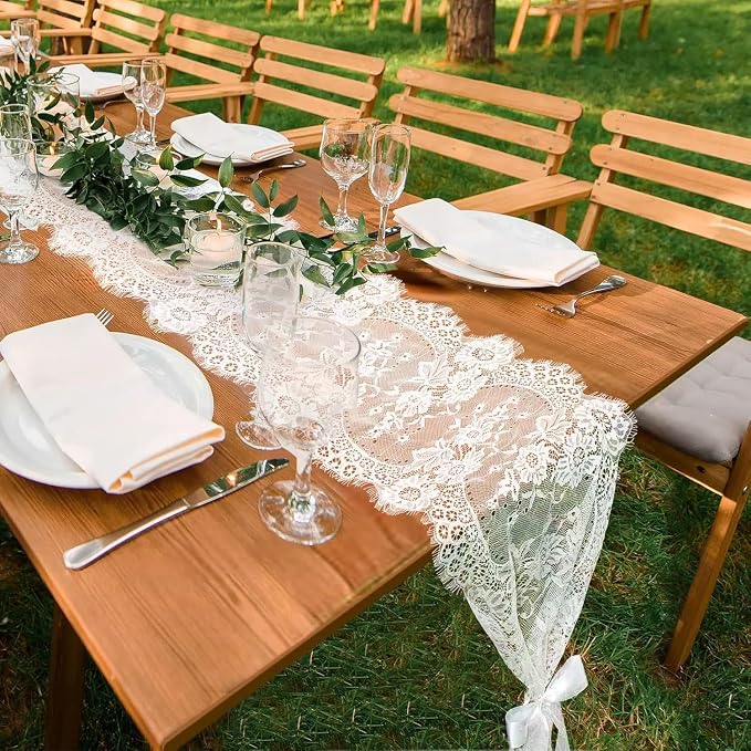10 Pcs White Lace Table Runner 14 x 120 Inch Vintage Rustic Table Runner - Image 5
