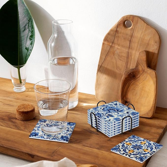 Coasters Set of 6, Coasters for Drinks Absorbent Stone - Image 9