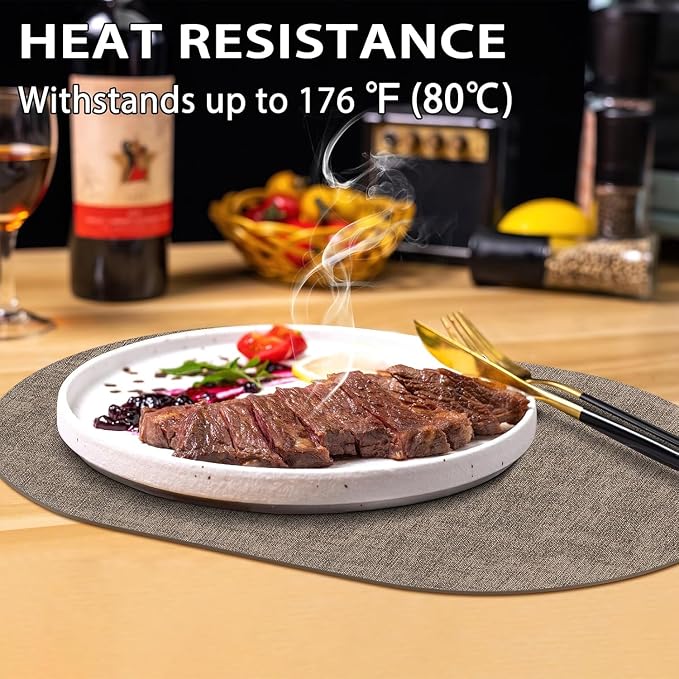 Placemats Set of 12-17" x 11.8" Waterproof & Heat Resistant Oval Place Mats - Image 2