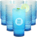 Large Capacity 16 oz Hobnail Drinking Glasses Set of 6, Vintage Glassware by Cowjut