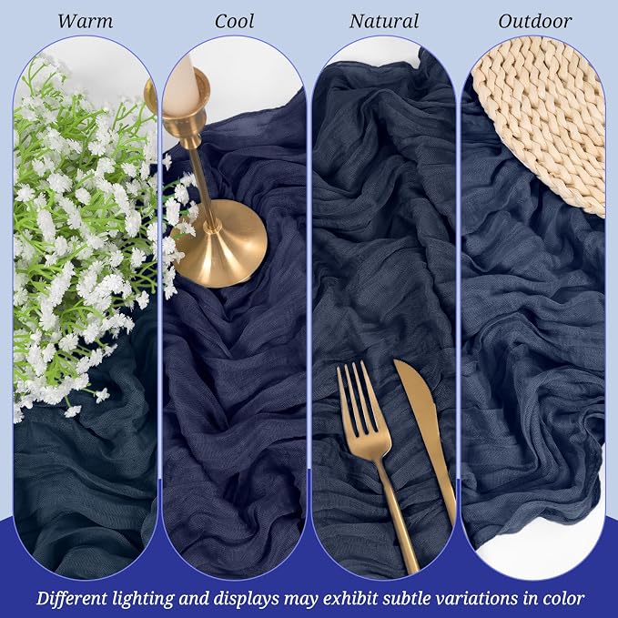 Pesonlook Cheesecloth Table Runner Navy Blue, 10 Pack 17.7x108 inch, Long | - Image 6