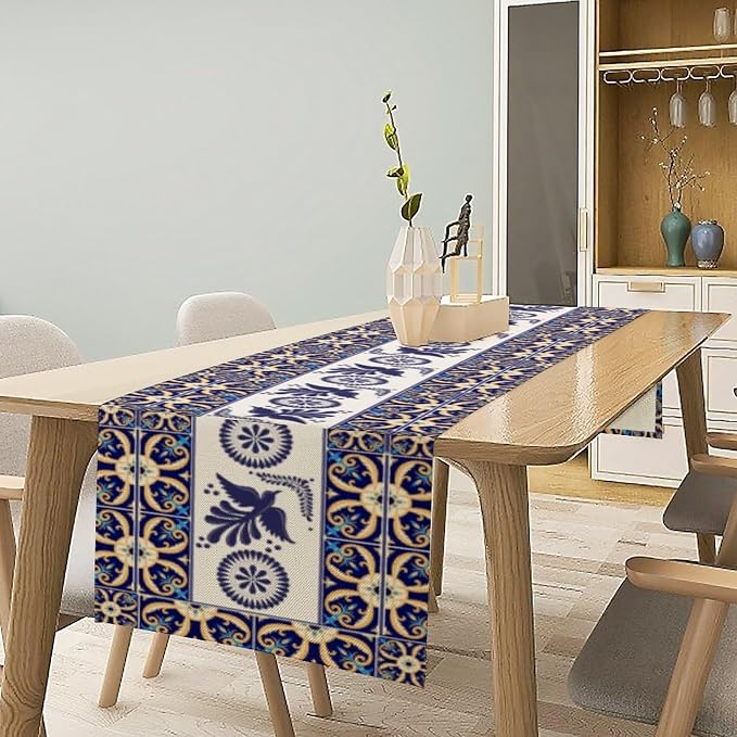 YCness Floral Bird Mexican Table Runner, 13x70 Inch - Image 4