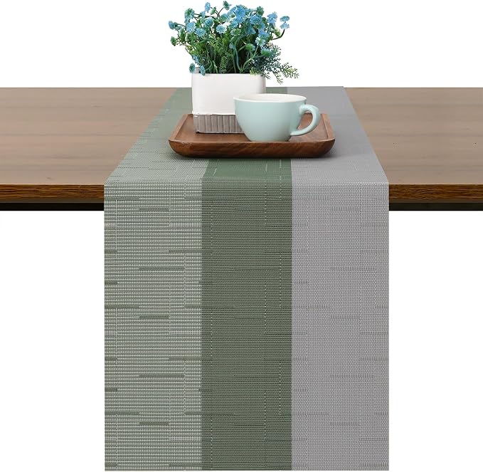 Table Runner 88 Inches Long, Vinyl Woven Farmhouse Table Runners | Washable by Chitomars