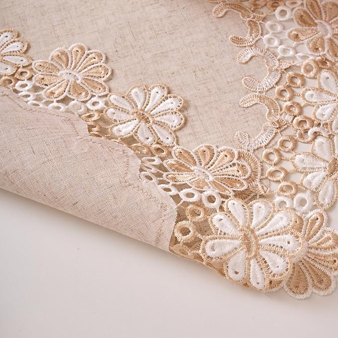 European Antique Jacquard Lace Table Doilies, Small Farmhouse Linen Embroidered - Image 7