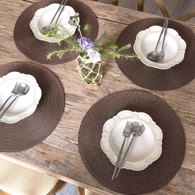 FunWheat Round Braided Placemats Set of 4 Table Mats - Image 6
