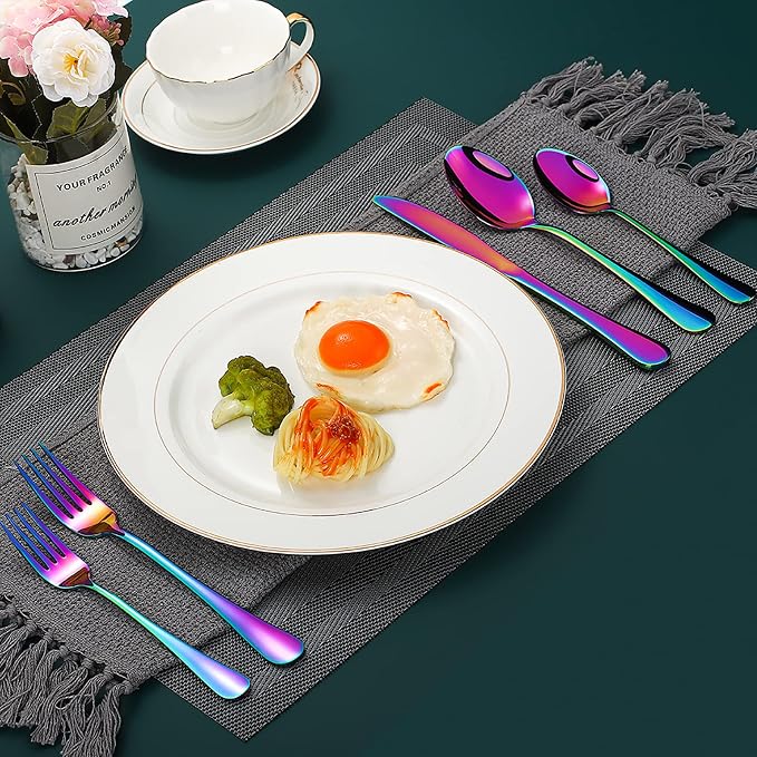 60 Pieces Rainbow Silverware set - Image 3