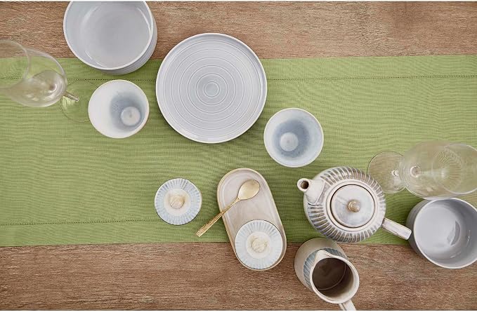 Solino Home 100% Pure Linen Table Runner Moss Green Hemstitch, 14 x 132 in | - Image 3