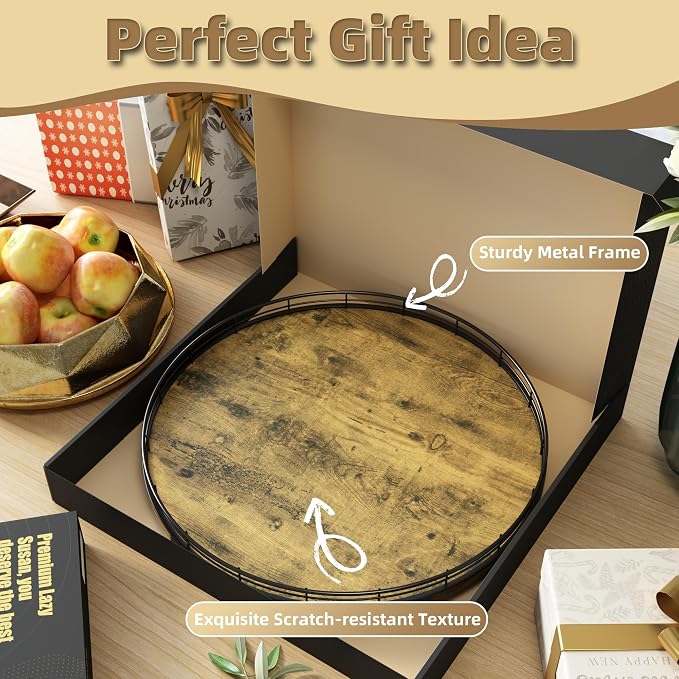 Lazy Susan Turntable Organizer for Table Top, 16’’ Round Wooden Lazy Susan for - Image 6