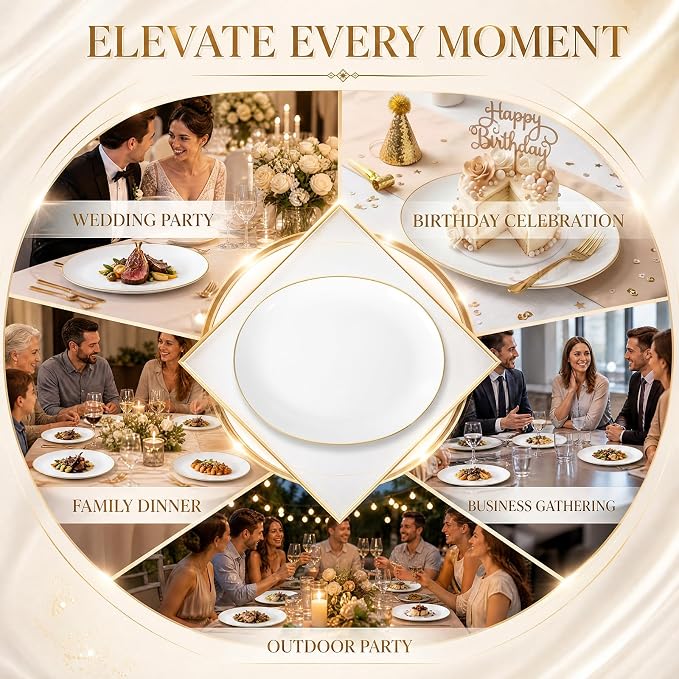 6Pcs Gold Plastic Serving Trays - Image 7