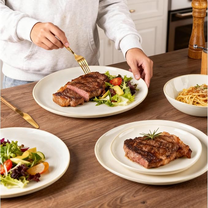 AmorArc Ceramic Plates Set of 6, 8.5 Inch Stoneware Small Dinner Plates Set | - Image 6