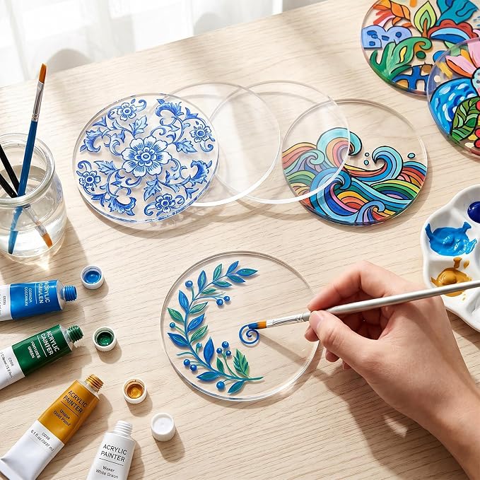 24 Pcs Clear Acrylic Coasters, Round Drink Coasters - Image 4