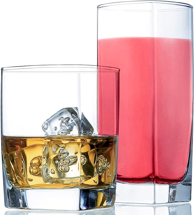 Everyday Drinking Glasses Set of 8 Drinkware Kitchen Glasses by LERAZE