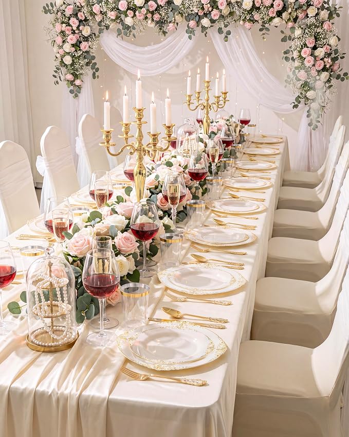 Nervure 100Pcs 10.25'' Ivory Plastic Plates, Party Plates - Image 8