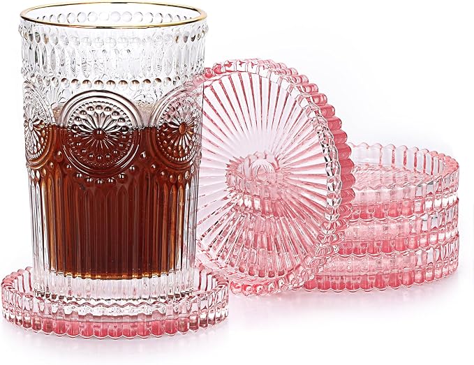 JUXYES Set of 5 Heat-Resistant Clear Glass Coaster by JUXYES