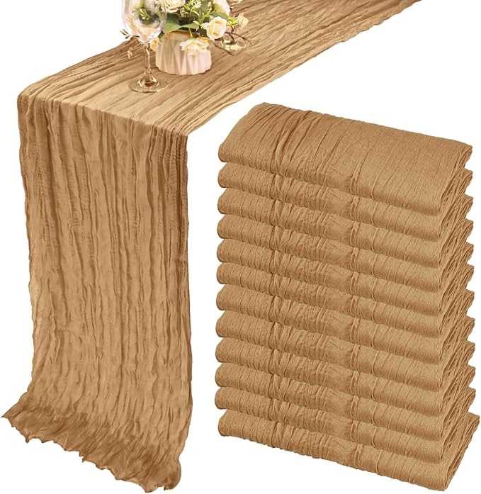 12 Pack Cheesecloth Table Runner 35x72 Inch Boho Gauze Table Runner Rustic by Fivenl