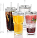 Glass Cups with Lids and Straws – 20oz Glass Tumbler with Straw and Lid by Salpae