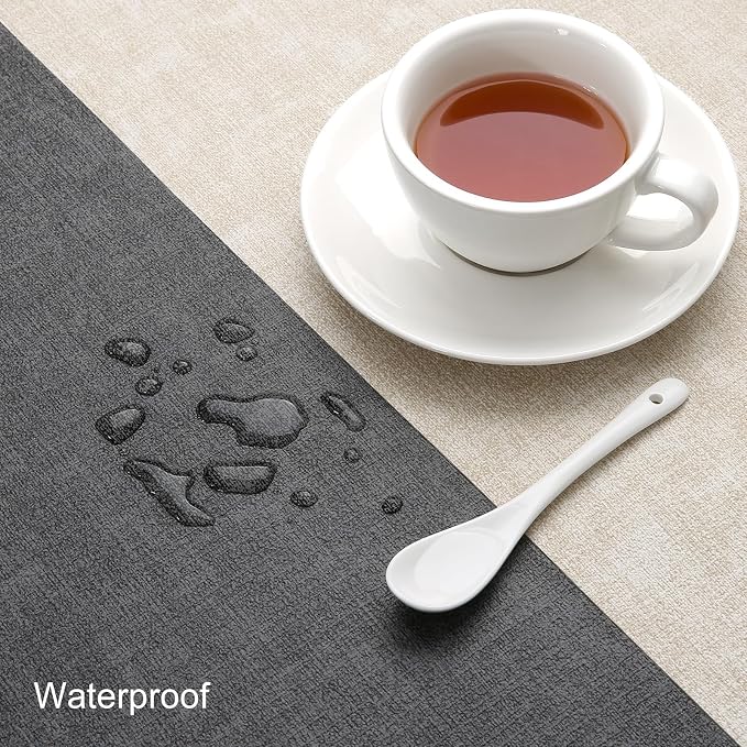Table Runners 72 Inch Long, Dual-Sided Faux Leather Table Runner | Waterproof - Image 3