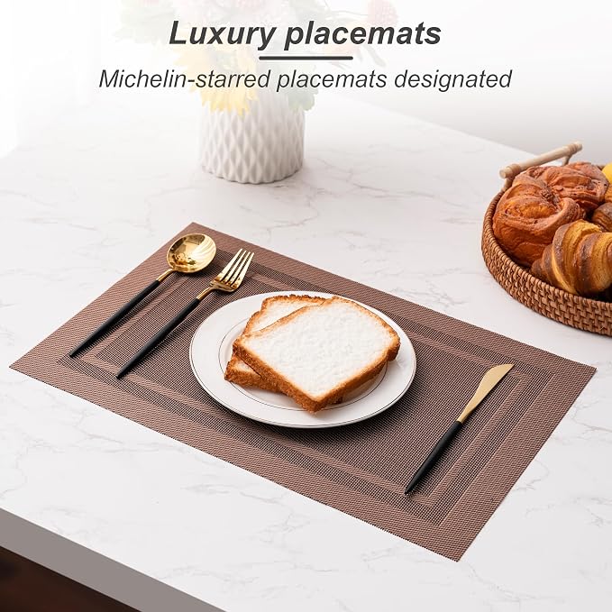 Placemats Set of 6 Washable Indoor | Outdoor Vinyl Place Mats - Image 5