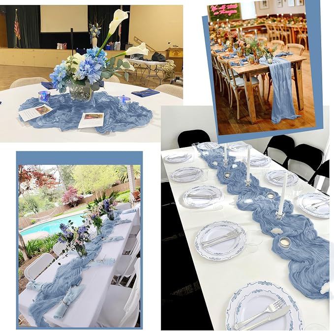 15 Pack Dusty Blue Table Runner 17 x 108inch Cheesecloth Table Runner Boho - Image 7