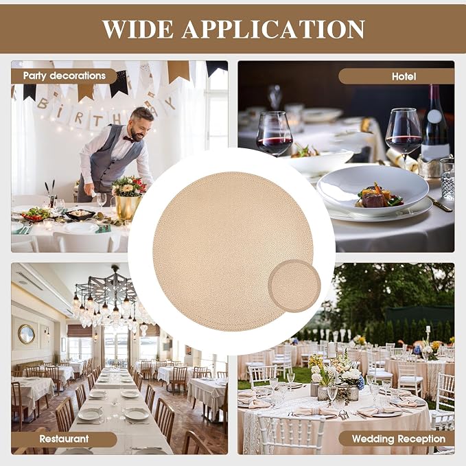 Set of 4 Faux Leather Gold Round Placemats and Coasters, Coffee Mats Kitchen - Image 7