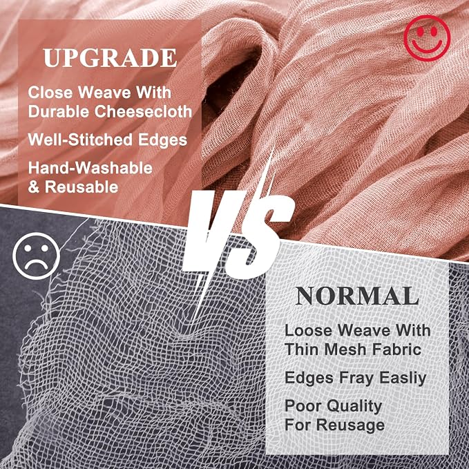 Cheesecloth Table Runner Dark Rose 10FT Boho Gauze Runner, 3 Pack | 120 Inch - Image 4