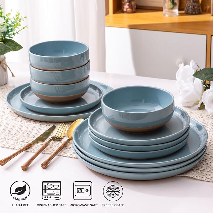 AmorArc Dinnerware Sets for 8, 24 Pieces Ceramic Plates and Bowls Set | Scratch - Image 4