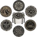 HUXJOKO Coasters for Drinks Set of 6, Round Stone Mat, by HUXJOKO